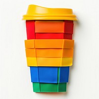 Coffee cup made from polyethylene plastic toy white background.