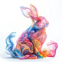 Rabbit made from polyethylene plastic art white background.