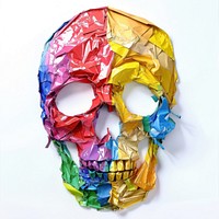 Skull made from polyethylene art white background celebration.