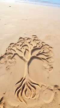 Tree doodle finger-drawing outdoors nature sand.