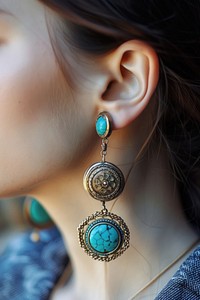 Photography of earrings turquoise gemstone jewelry.