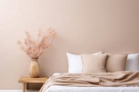 Bedroom simple serenity of soft minimalism furniture cushion bedroom.