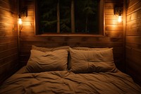 Cozy wooden room aesthetic furniture pillow lamp.