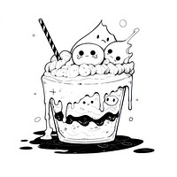 Illustration of a minimal cute boba milktea sketch dessert cartoon.