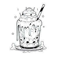 Illustration of a minimal cute boba milktea sketch dessert cartoon.