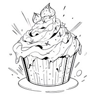 Illustration of a minimal cute muffin sketch cupcake dessert.