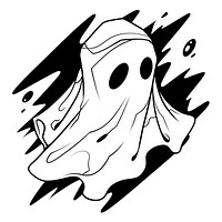 Illustration of a minimal simple ghost sketch cartoon drawing.