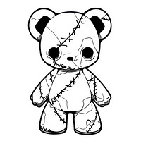 Illustration of a minimal simple cute teddy bear sketch cartoon drawing.