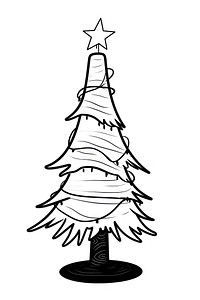 Illustration of a minimal simple festive christmas tree cartoon sketch white.
