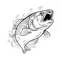 Illustration of a salmon sketch cartoon drawing.