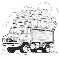 Illustration of a truck sketch vehicle cartoon.