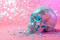 Skull glitter vibrant color celebration.