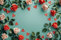 Roses and hearts frame backgrounds flower petal.