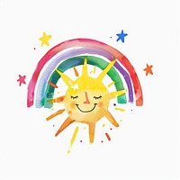 Cute rainbow sun and star illustration logo art toy.