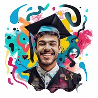 Paper collage of graduation man portrait smiling adult.