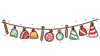Christmas candy flag string decoration line white background.