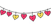 Cute heart flag string line white background clothesline.