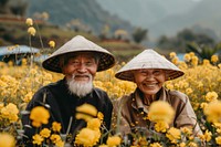 Vietnamese elderly couple flower photo photography.