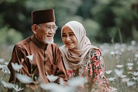 Indonesian elderly couple bridegroom clothing wedding.