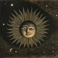 Celestial sun drawing art representation.