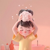 Woman washing hair cartoon person human.