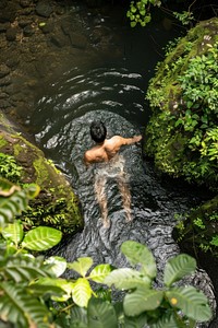 Swimming person recreation vegetation.