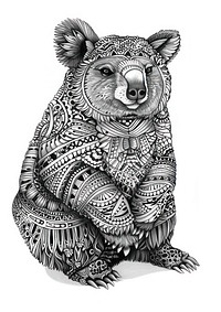 Wombat illustrated wildlife drawing.