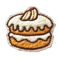 Felt stickers of a single coconut cake confectionery dessert sweets.