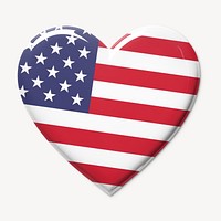 US flag heart-shaped button pin