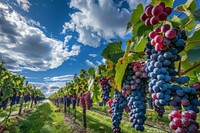 Vineyard with red grapes countryside outdoors beverage.