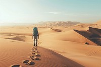 Person traveling person desert backpacking.