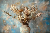 Dried flowers vase painting blossom.