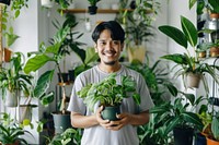 Taking care of houseplant gardening outdoors person.