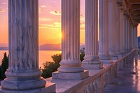 Ionic marble columns architecture outdoors building.