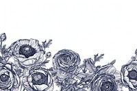 Vintage drawing ranunculus flowers illustrated graphics pattern.
