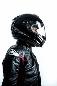 Racer side portrait helmet clothing apparel.