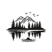 Lake Vector Icon illustrated outdoors stencil.