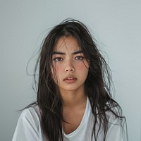 Malaysian teenage girl crying portrait photo face.