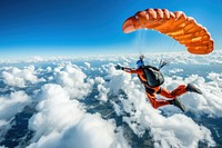 Parachutist skydiving paragliding recreation adventure.