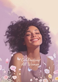 Women empowering poster template