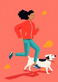 Woman jogging with a dog mammal animal pet.