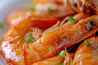 Cooked prawn seafood shrimp invertebrate.