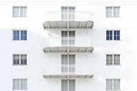 White minimal fire escape of hotel architecture backgrounds building.