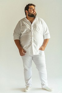 Male plus size model standing shirt adult.