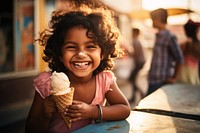 An indian girl happy cream kid.