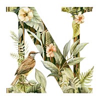 The letter N bird nature plant.