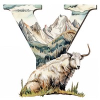 The letter Y livestock mountain drawing.