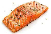 Cooked salmon fillet food seafood white background.