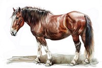 Clydesdale horse drawing illustrated animal.