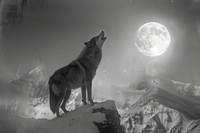Wolf howls moon astronomy outdoors.